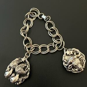 Vintage Sterling Silver Zodiac Charm Bracelet – Pisces & Aries
